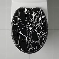 Abattant WC - Marbre Fissuré Noir & Blanc