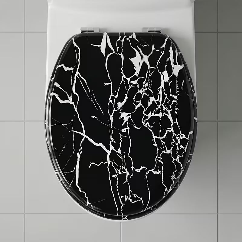Abattant WC - Marbre Fissuré Noir & Blanc