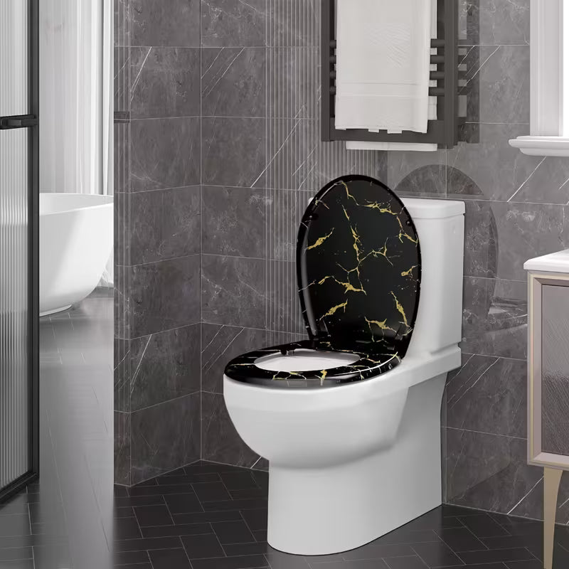 Abattant WC - Marbre Noir & Or