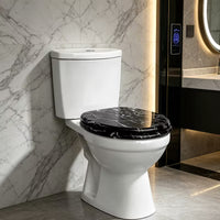 Abattant WC - Marbre Fissuré Noir & Blanc