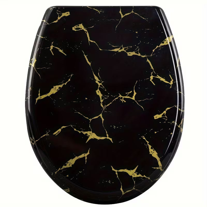 Abattant WC - Marbre Noir & Or