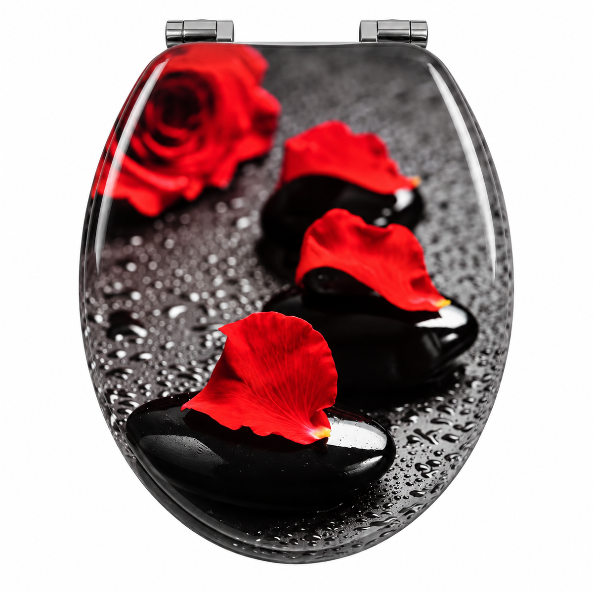 Abattant WC - design Basalte & Roses - Soft Close