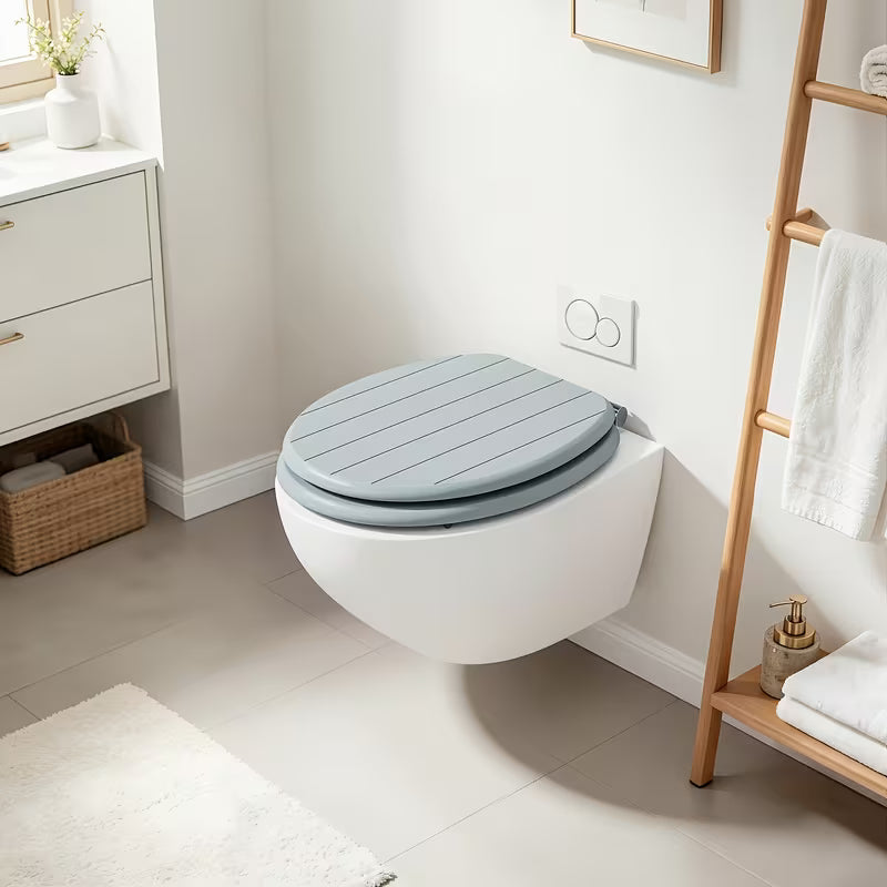 Abattant WC - Bois Rayé-fermeture progressive soft close