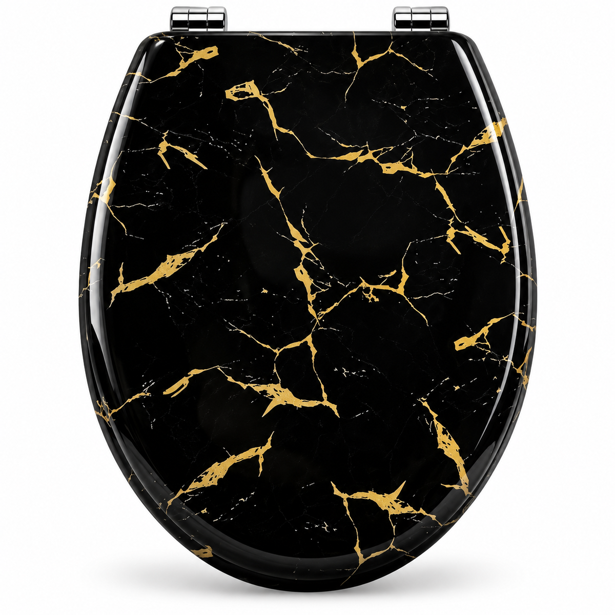 Abattant WC-design Marbre Noir & Or – Soft Close – Duroplast