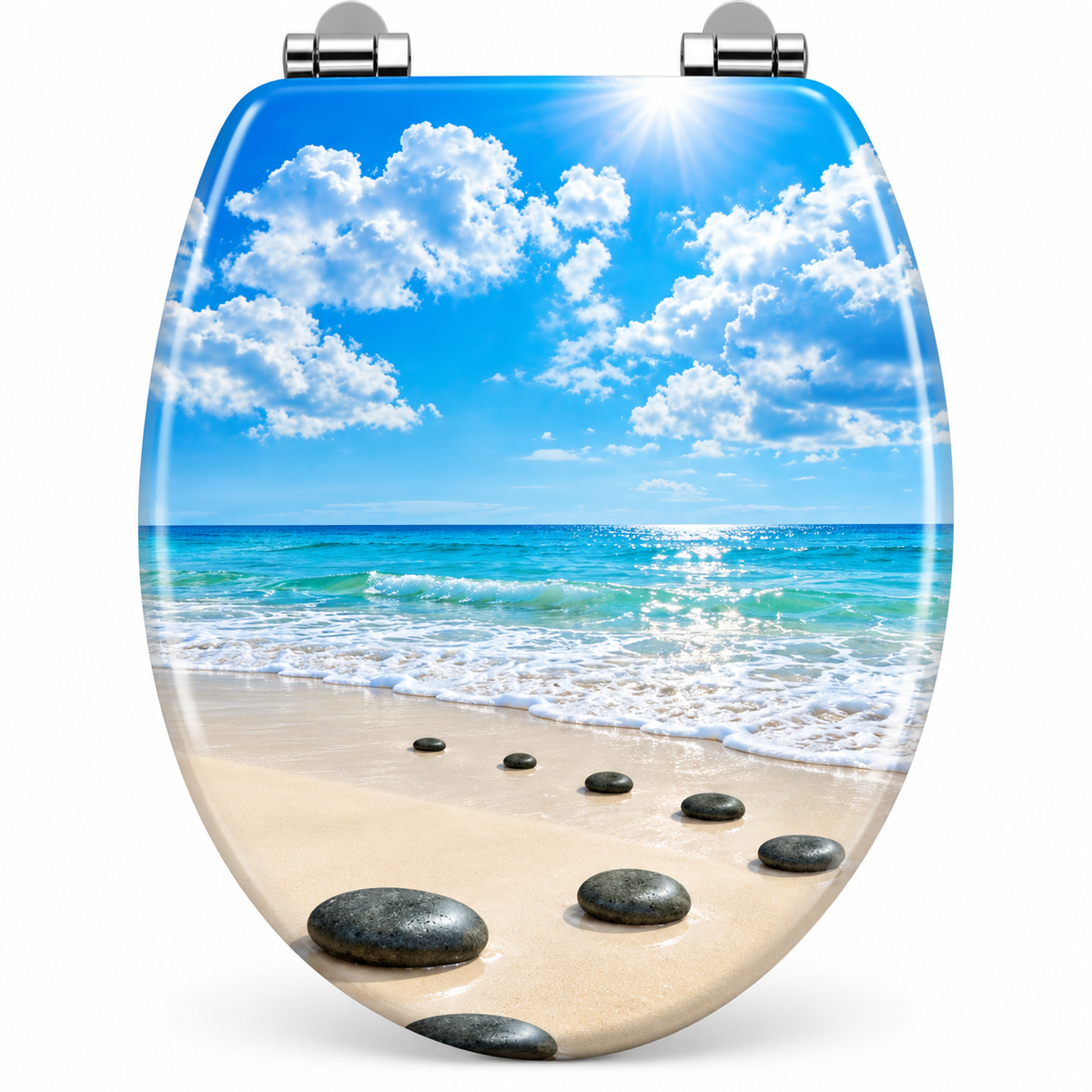 Abattant WC-design galets de rivage – Soft Close – Duroplast