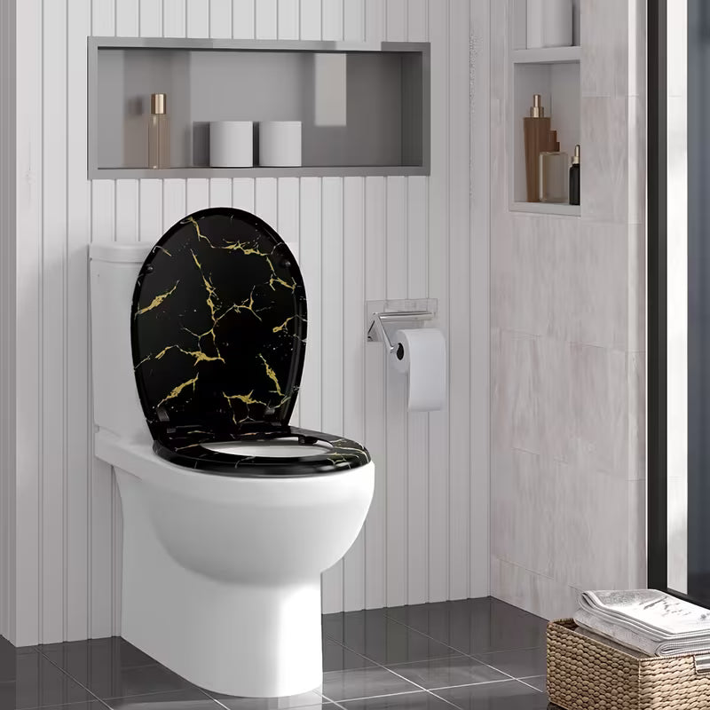 Abattant WC - Marbre Noir & Or