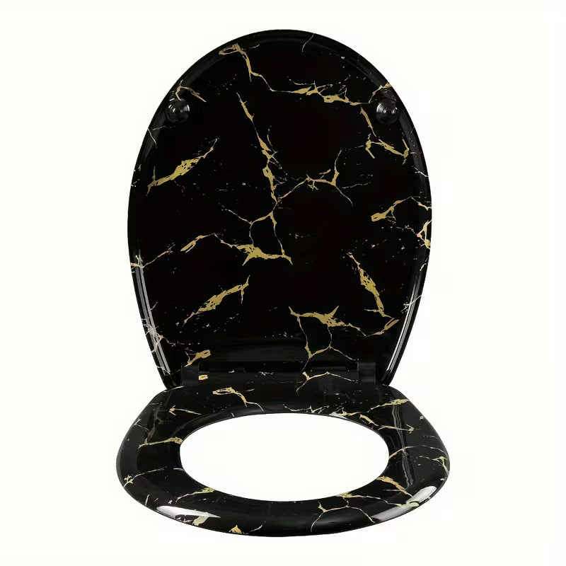 Abattant WC - Marbre Noir & Or